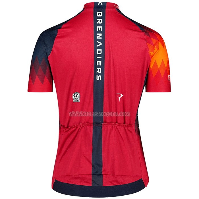 2023 Ropa Ciclismo Mujer INEOS Grenadiers Rojo Mangas Cortas y Culotte Corto